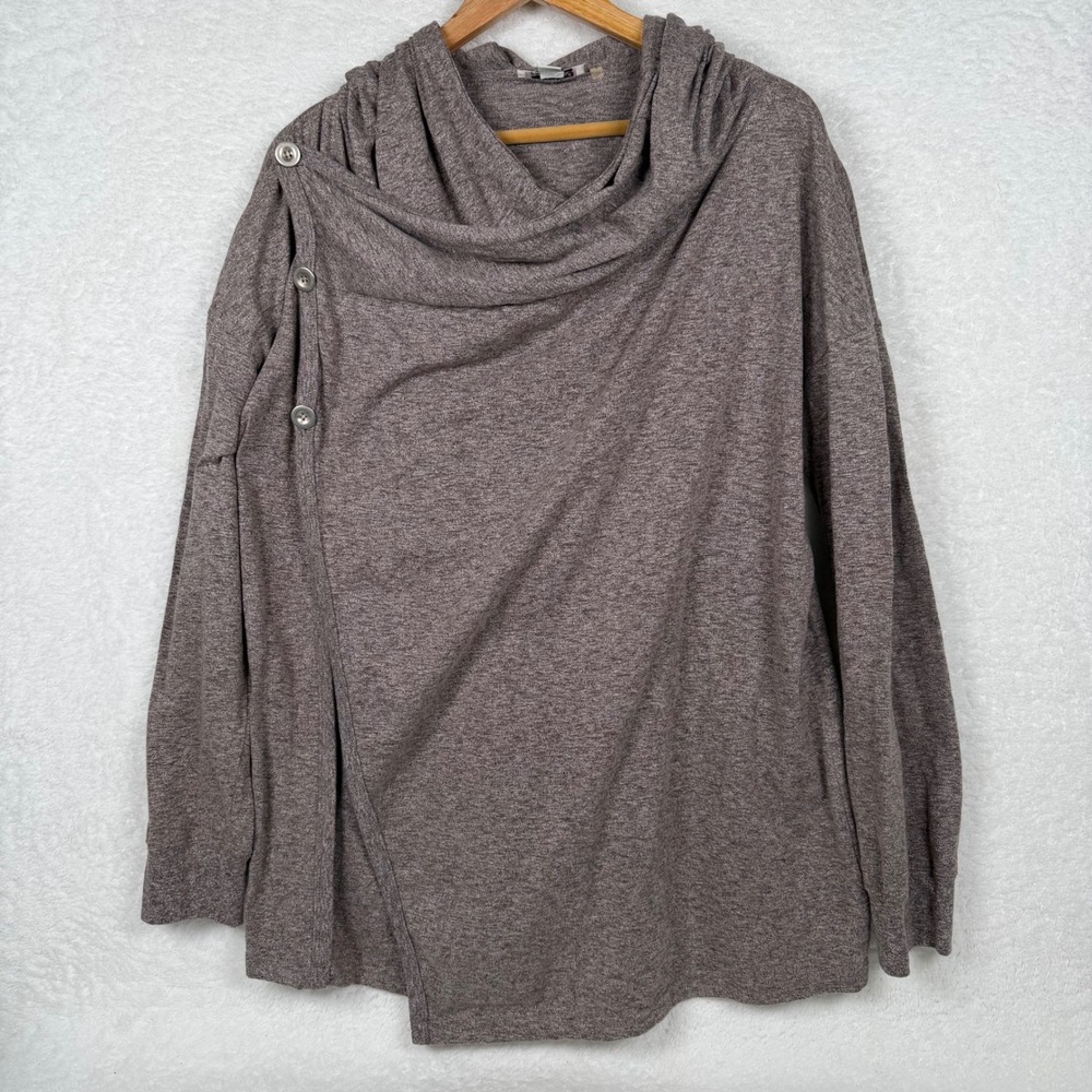 Simply Noelle Cowl Neck Asymmetrical Button Tunic Sweater Mauve L/XL‎